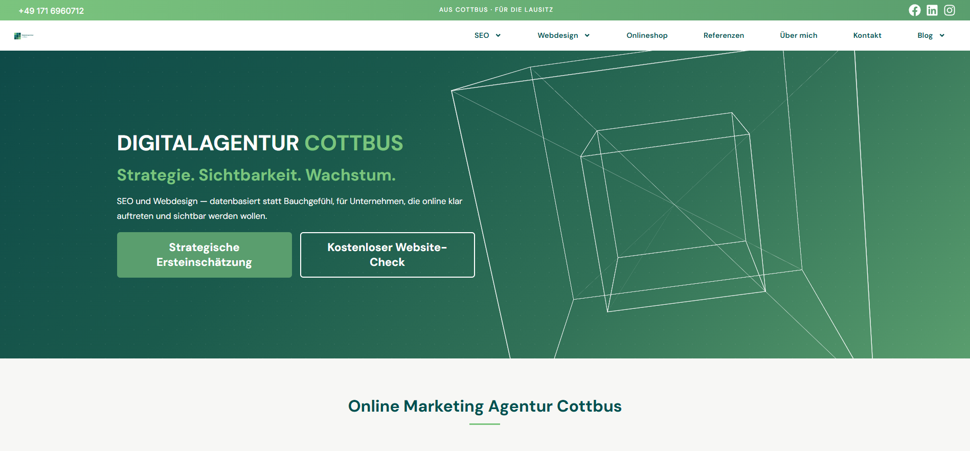 Startseite der Digitalagentur Cottbus