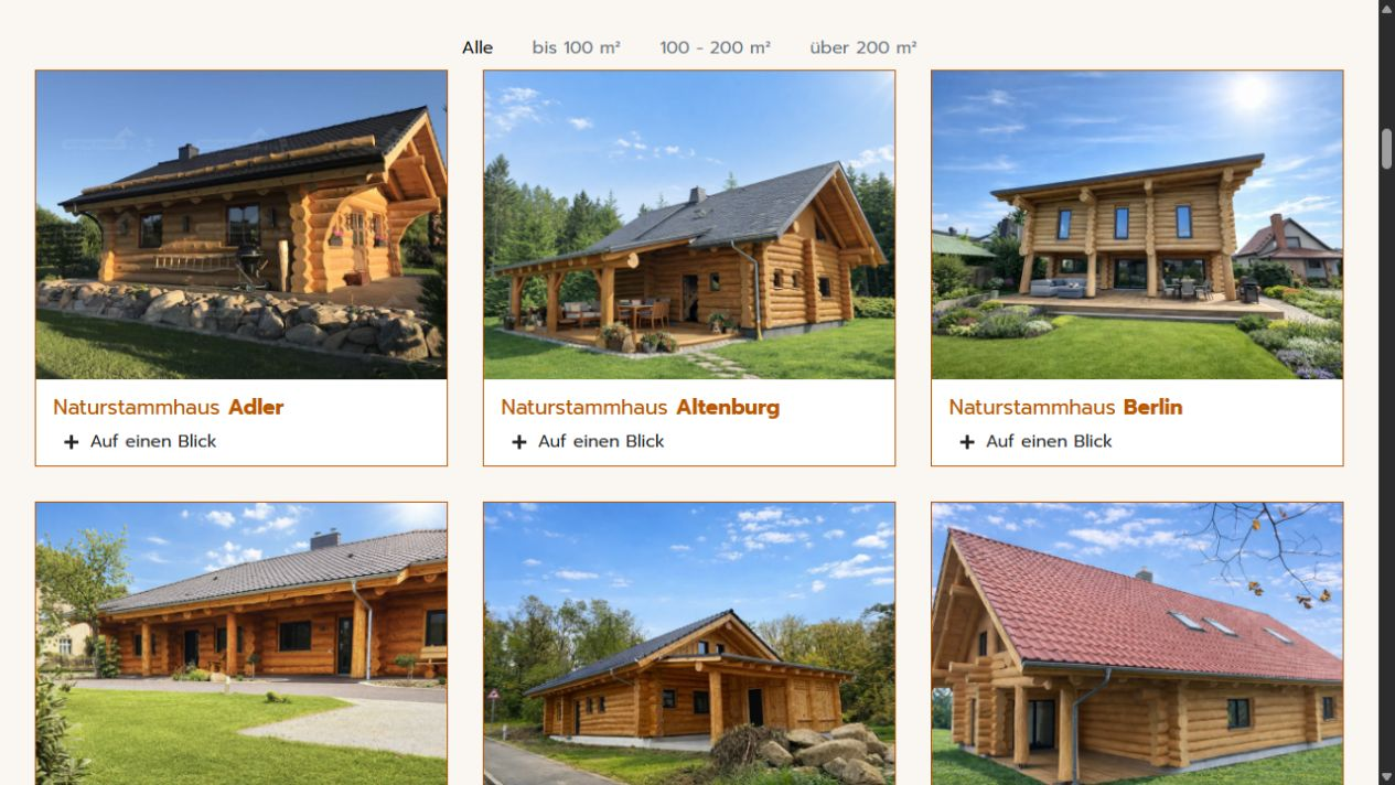 Naturstammhaus-Modelle auf der Website von Holzbau Rustikal