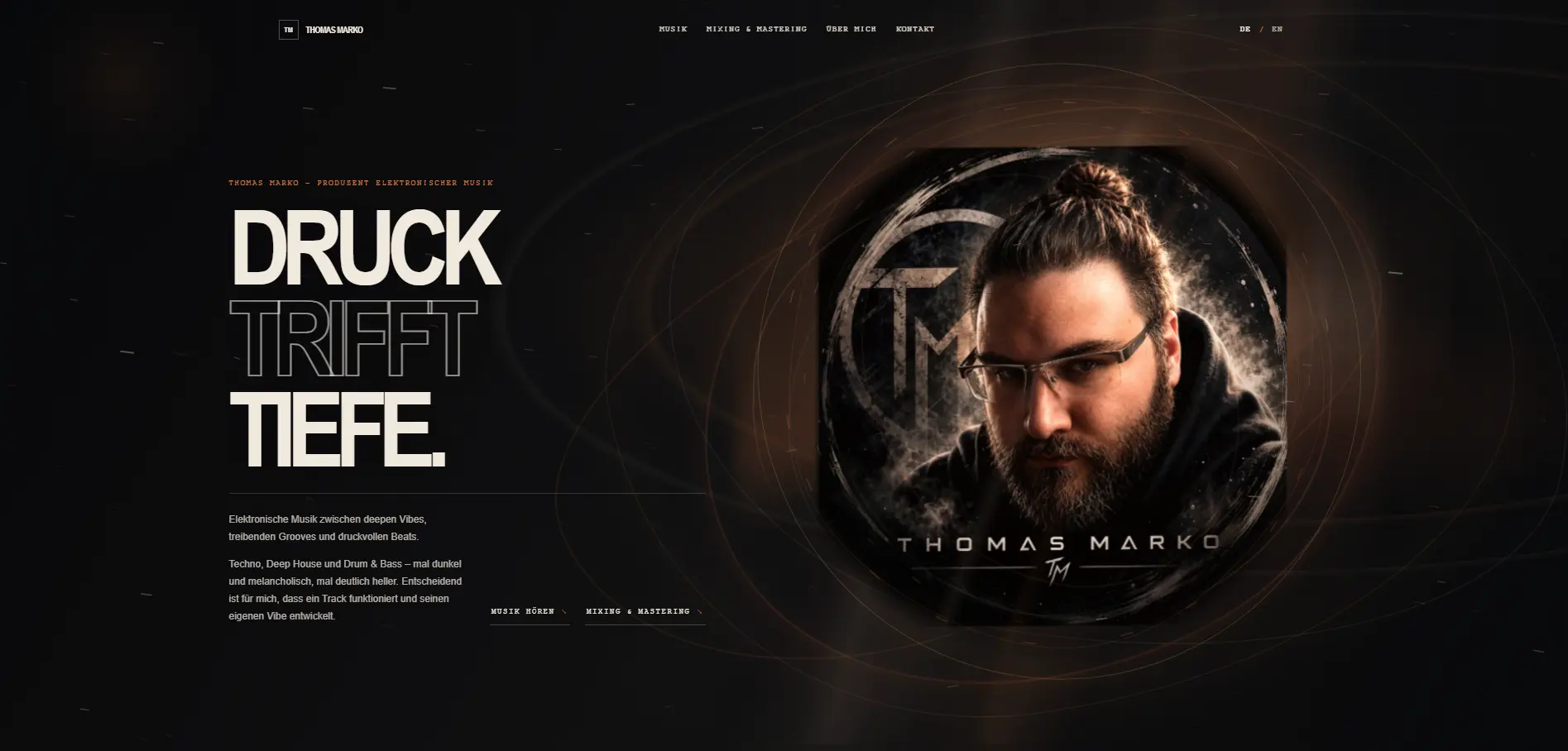 Startseite der Künstlerwebsite von Thomas Marko